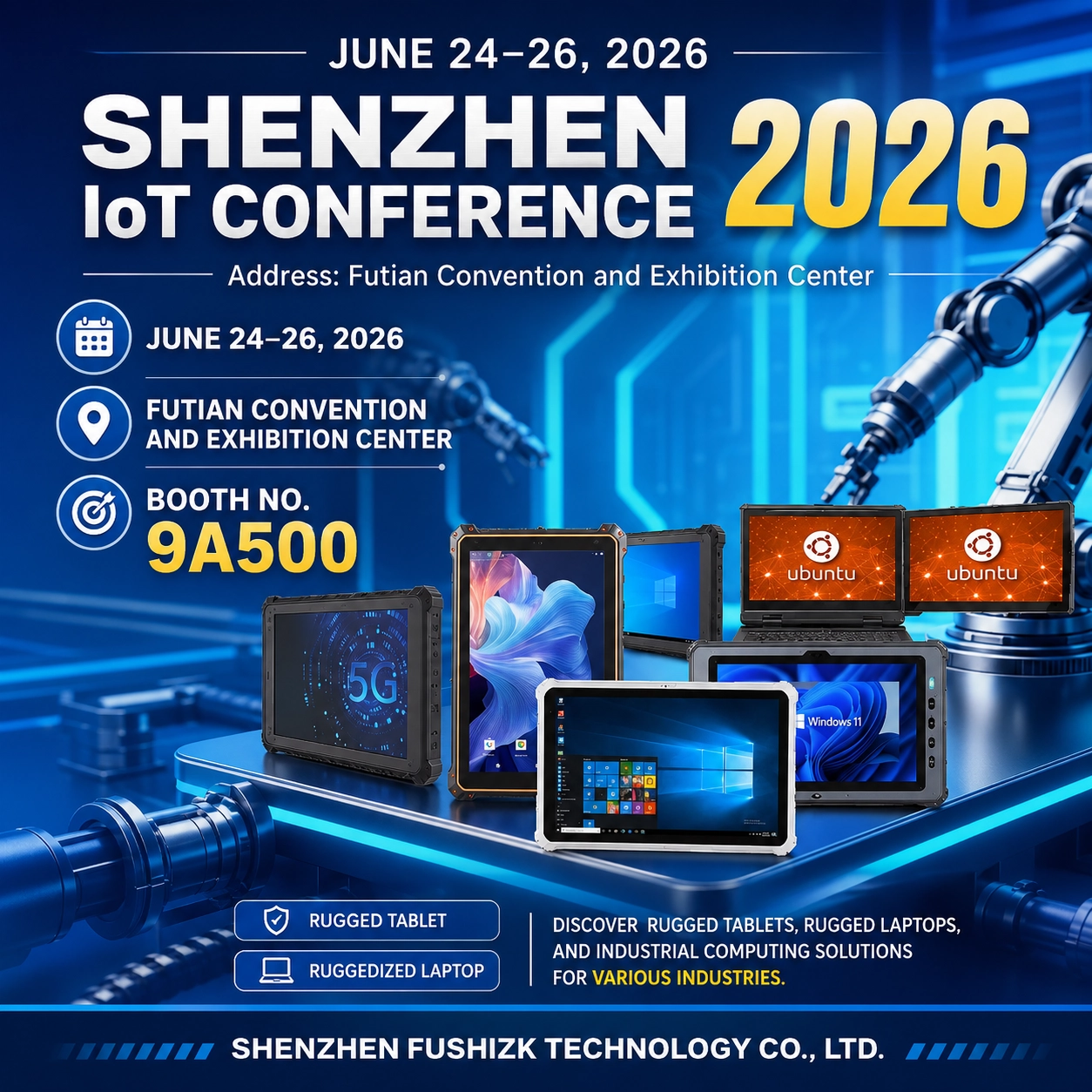 FUSHi TECH zaprezentuje wytrzymałe tablety i wzmocnione laptopy na konferencji Shenzhen IoT 2026